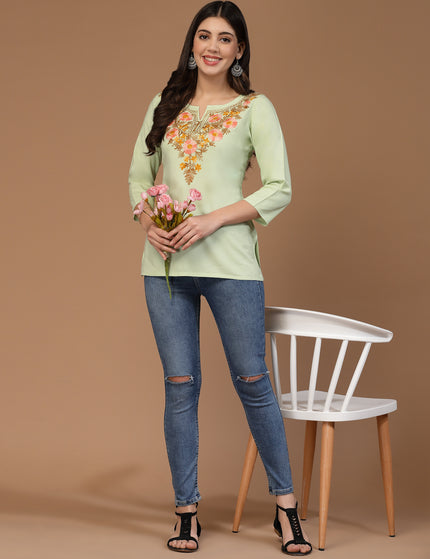 Israa Aari Embroidered Short Kurti For Women