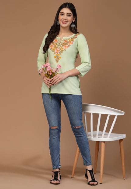 Israa Aari Embroidered Short Kurti For Women