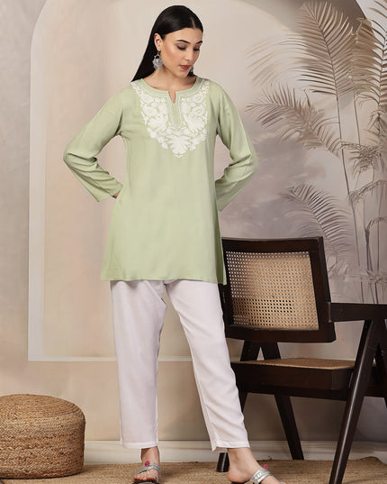 Pista Green Aari Co-Ord Set Set for Women