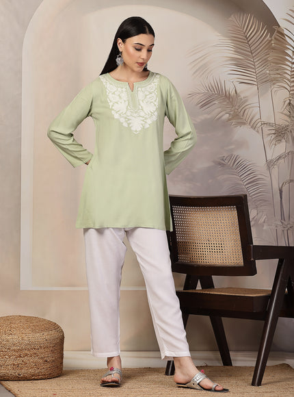 Pista Green Aari Co-Ord Set Set for Women