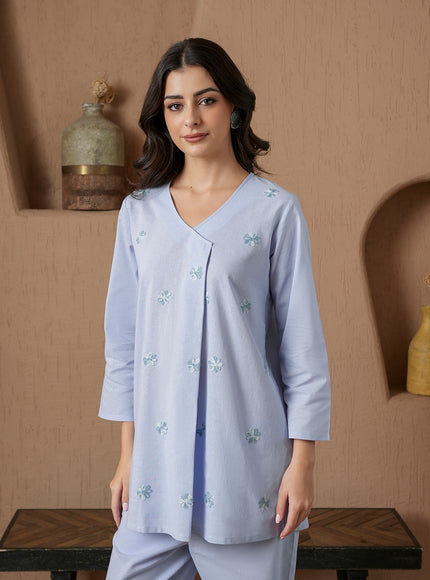 Qazmi Women's Cotton Linen Kashmiri Aari Work CoOrd Set