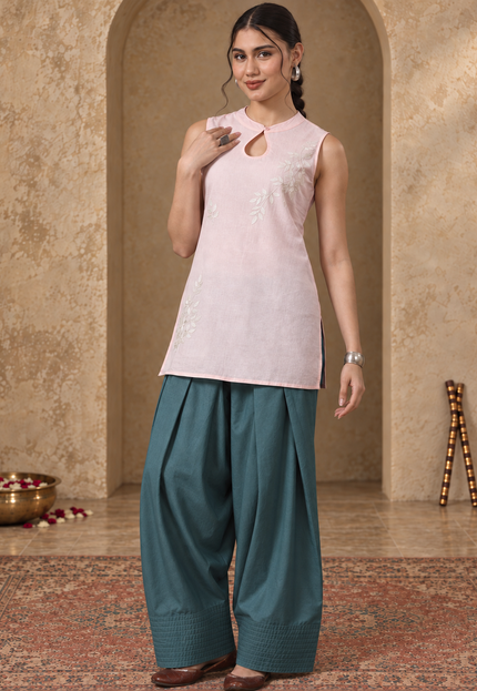 Vaani Peach & Green Farshi Set