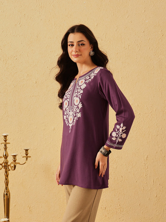 Qazmi Women's Kashmiri A-Line  Flared Kurti