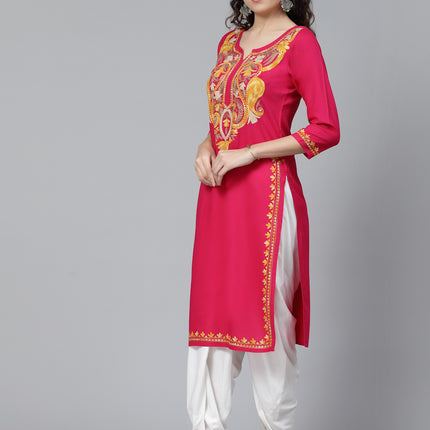 QAZMI Kashmiri Embroidered Straight Kurta