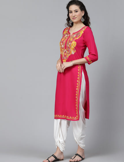 QAZMI Kashmiri Embroidered Straight Kurta