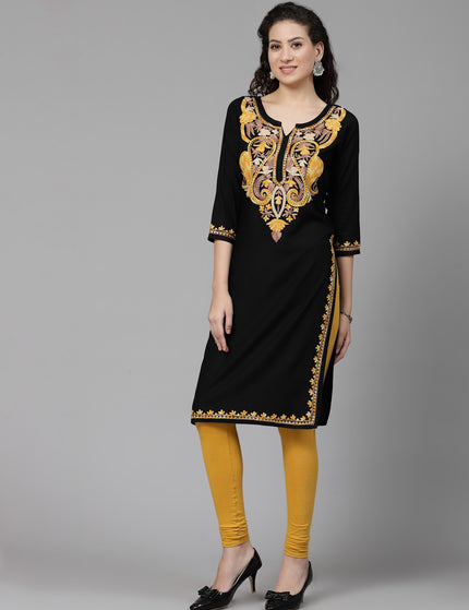 Black Chinarkari Long Kurti For Women