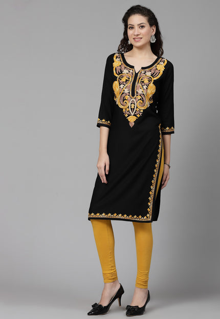 Black Chinarkari Long Kurti For Women