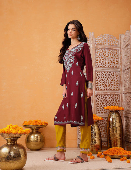 Samara Maroon Long Kurti For Women