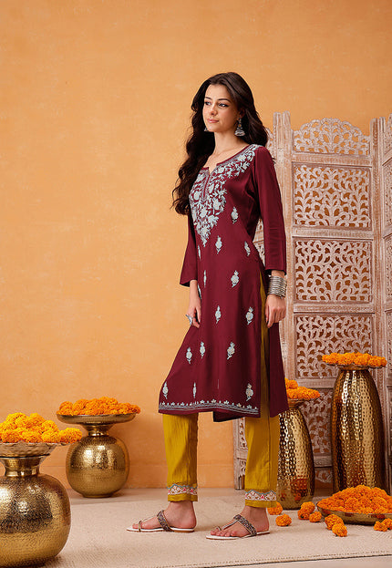 Samara Maroon Long Kurti For Women