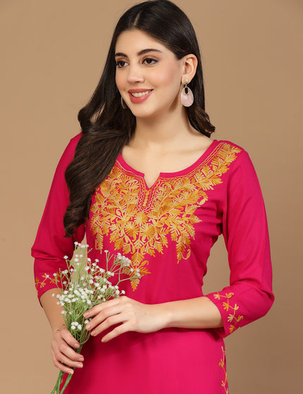Zeenat Aari Pink Long Kurti For Women