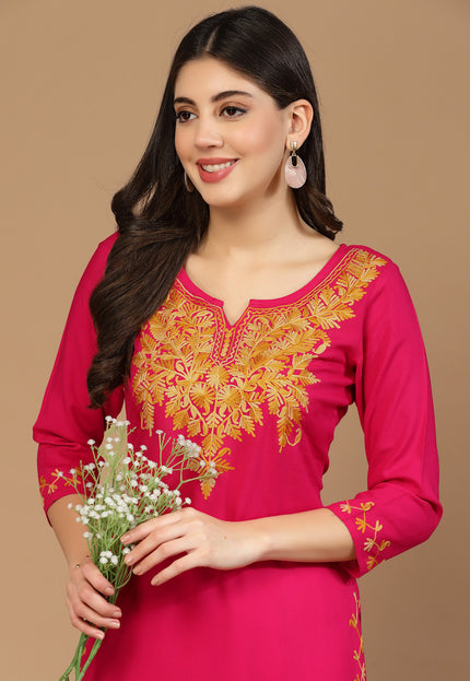 Zeenat Aari Pink Long Kurti For Women