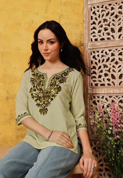 Qazmi Women's Kashmiri Aari Work Kurti