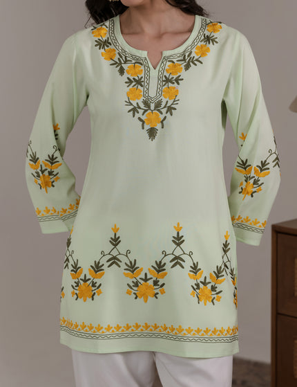 Qazmi Women Aari Embroidered Viscose Rayon Ethnic Short Kurta