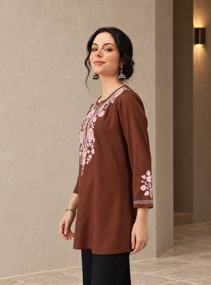 Qazmi Women's Kashmiri A-Line  Flared Kurti