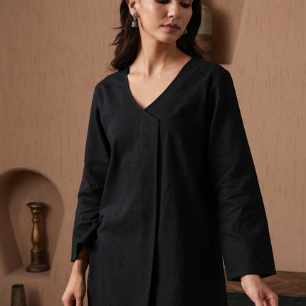 Qazmi Women's Cotton Linen Kashmiri Aari Work CoOrd Set