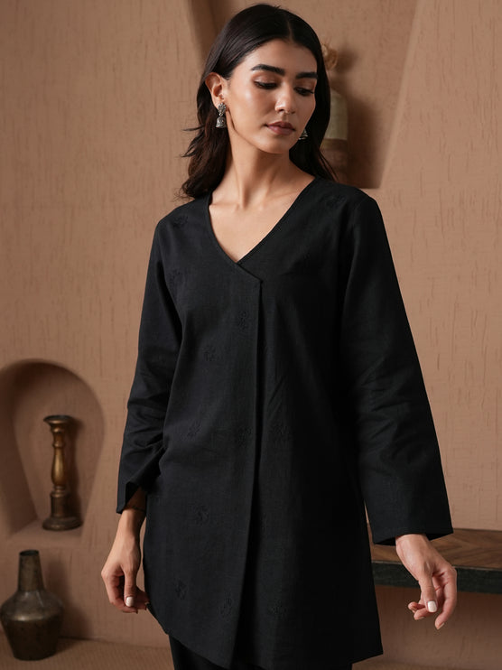 Qazmi Women's Cotton Linen Kashmiri Aari Work CoOrd Set