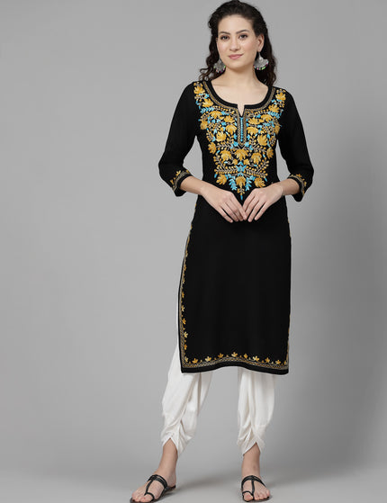 Black Aari Long Kurti For Women