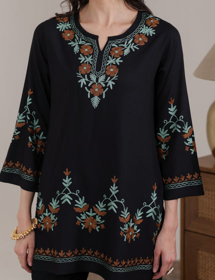 Qazmi Women Aari Embroidered Viscose Rayon Ethnic Short Kurta