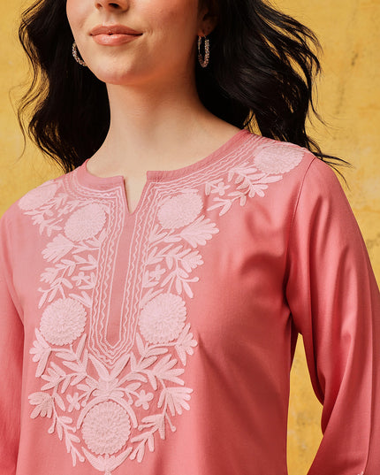 Qazmi Women's Kashmiri A-Line  Flared Kurti