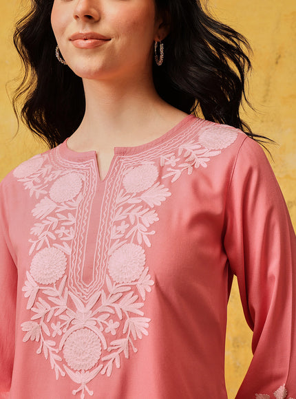 Qazmi Women's Kashmiri A-Line  Flared Kurti