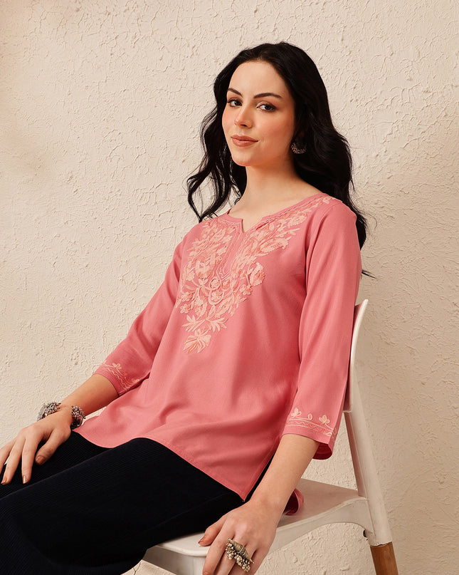 Qazmi Women's Kashmiri Aari Work Kurti