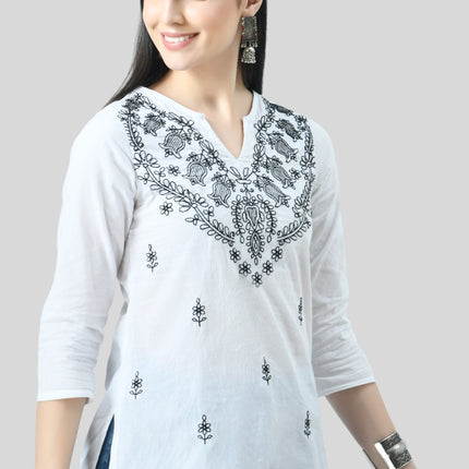 Chikan Short Kurti For Women