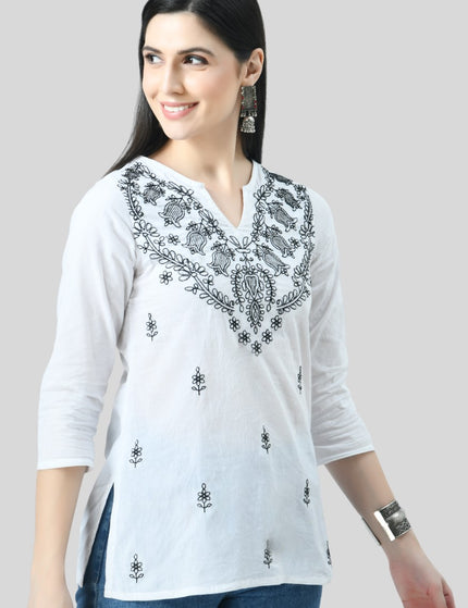 Chikan Short Kurti For Women