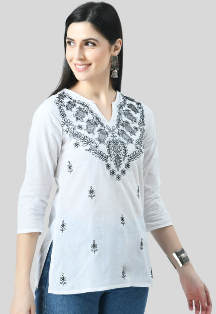 Chikan Short Kurti For Women