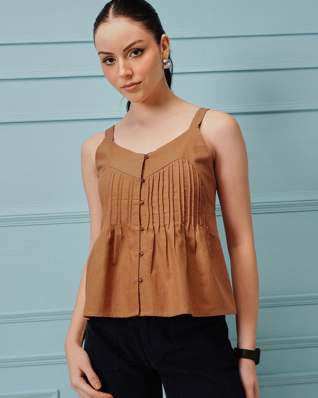 Qazmi Women's Cotton Linen Tank Top