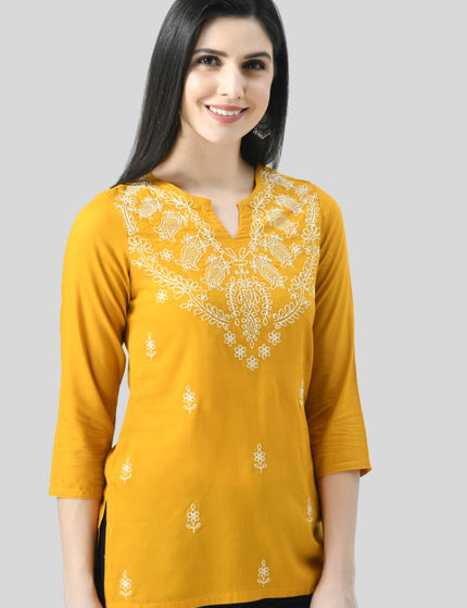 Chikan Short Kurti For Women