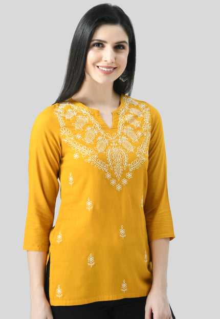 Chikan Short Kurti For Women
