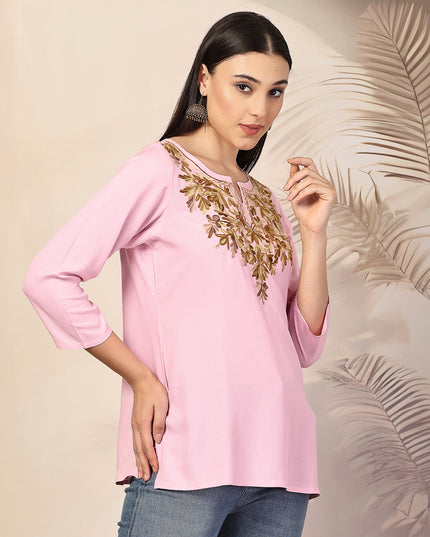 Aliyna Pink Short Kurti For Women