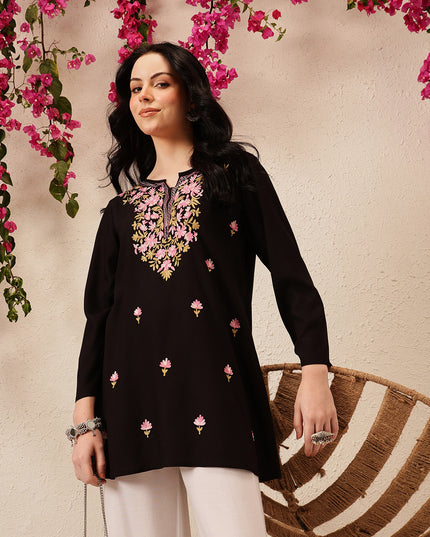 Qazmi Women's Kashmiri A-Line  Flared Kurti