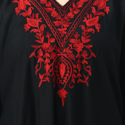 Qazmi  V-Neck Flared Sleeves Aari Work Kaftan Kurti