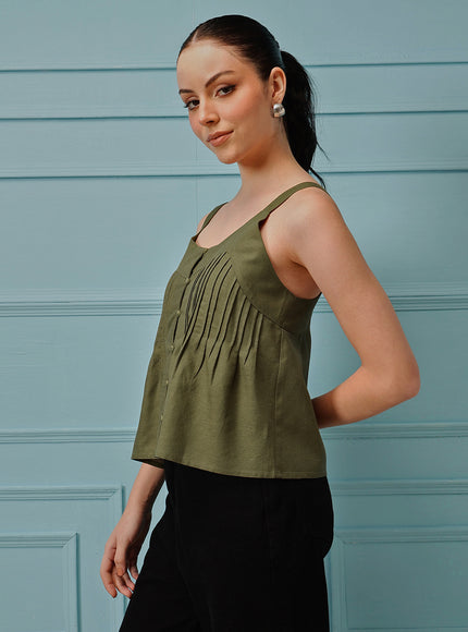 Qazmi Women's Cotton Linen Tank Top