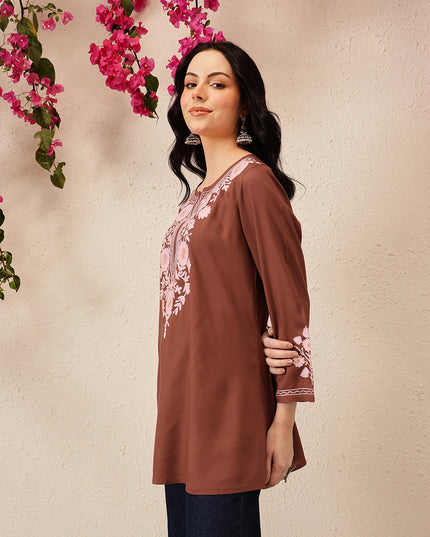 Qazmi Women's Kashmiri A-Line  Flared Kurti