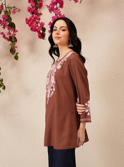 Qazmi Women's Kashmiri A-Line  Flared Kurti