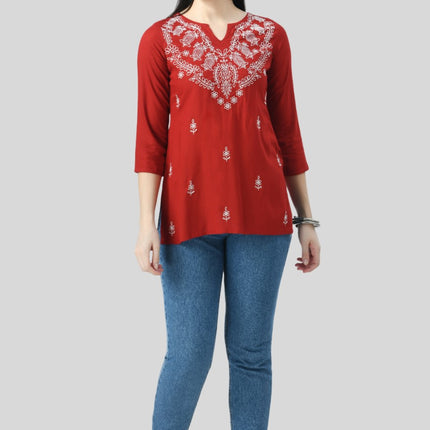 Chikan Short Kurti For Women