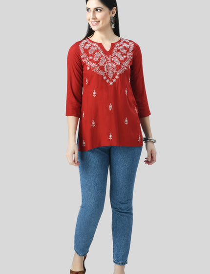 Chikan Short Kurti For Women
