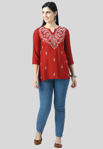 Chikan Short Kurti For Women