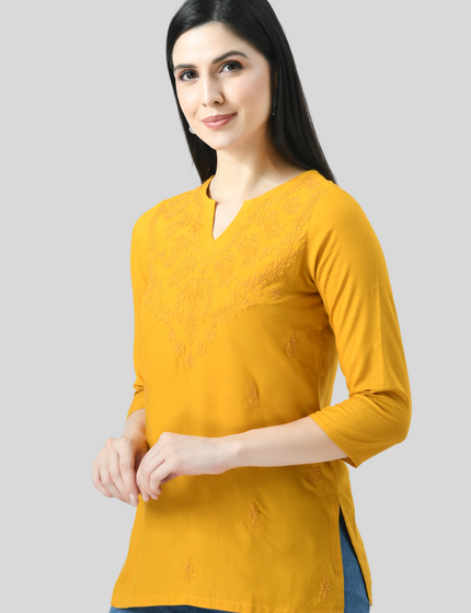 Self Chikan Short Kurti For Women