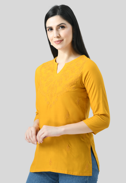 Self Chikan Short Kurti For Women