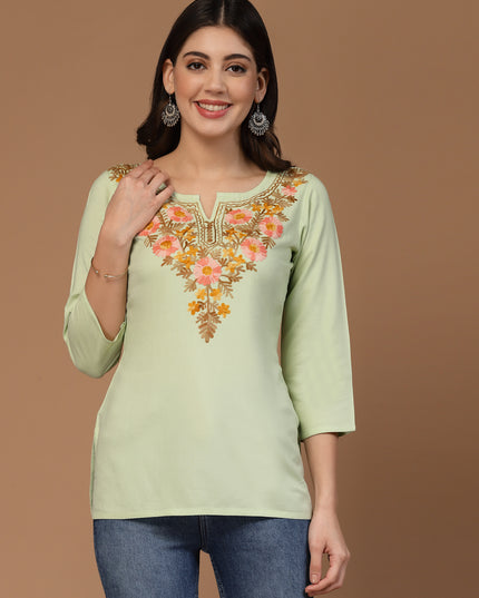 Israa Aari Embroidered Short Kurti For Women