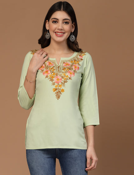 Israa Aari Embroidered Short Kurti For Women