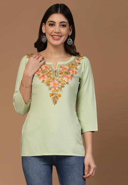 Israa Aari Embroidered Short Kurti For Women