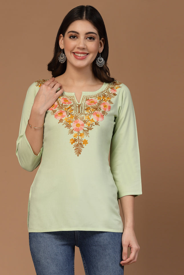 Israa Aari Embroidered Short Kurti For Women