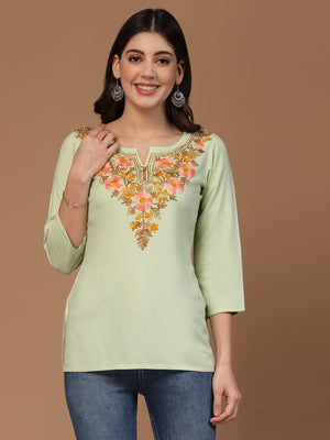 Israa Aari Embroidered Short Kurti For Women
