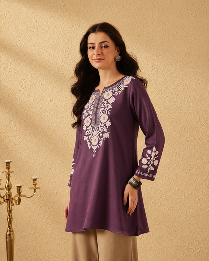 Qazmi Women's Kashmiri A-Line  Flared Kurti