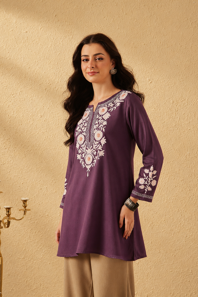 Qazmi Women's Kashmiri A-Line  Flared Kurti