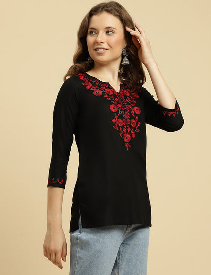 Maroon Silk Short Kurti For Women